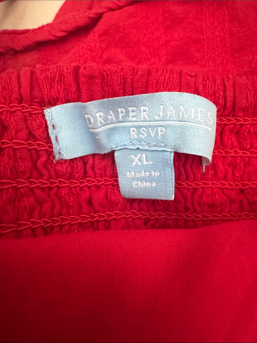 Draper James RSVP Cotton  Red Smocked Waist Midi Dress  with heart detail Sz XL - Picture 5 of 8